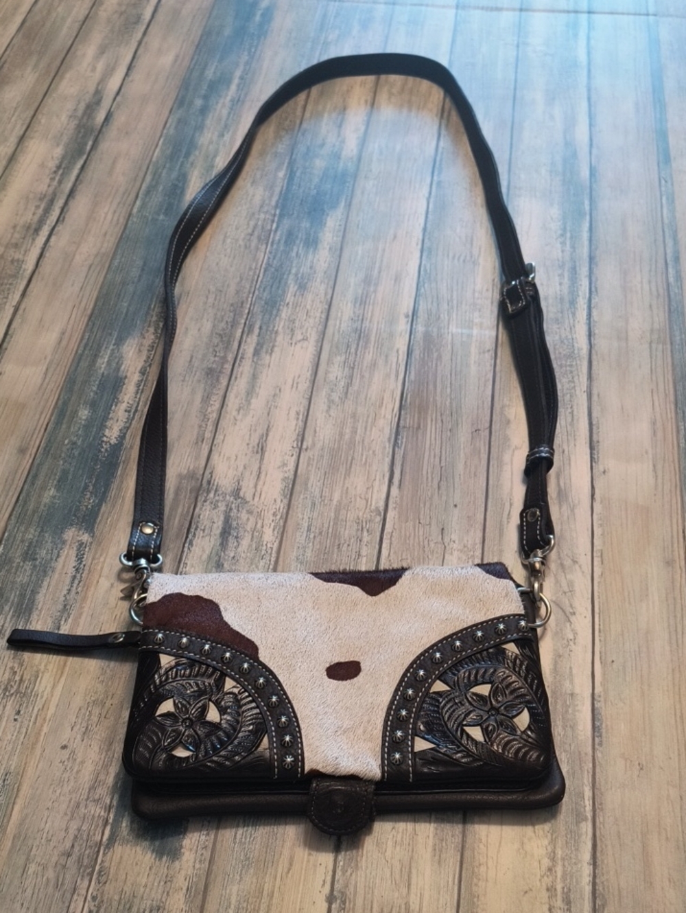 American West Cowhide Crossbody Bag